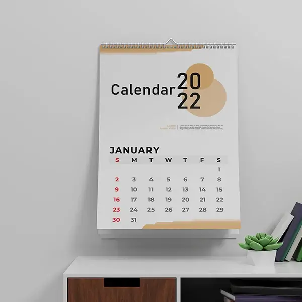 Clean minimalist January 2022 wall calendar with beige circles and simple typography.